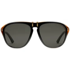 Gucci Eyewear Sunglasses & Eyewear-Gucci - Round Acetate Sunglasses - Light and Black Turtle Acetate with Flip Up Detail - - Avvenice