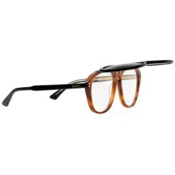 Gucci Eyewear Sunglasses & Eyewear-Gucci - Round Acetate Sunglasses - Light and Black Turtle Acetate with Flip Up Detail - - Avvenice