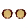 Gucci Eyewear Sunglasses & Eyewear-Gucci - Round Frame Acetate Sunglasses - Red Black - - Avvenice