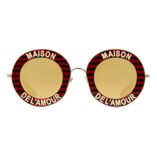 Gucci Eyewear Sunglasses & Eyewear-Gucci - Round Frame Acetate Sunglasses - Red Black - - Avvenice