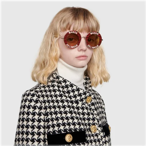 Gucci Eyewear Sunglasses & Eyewear-Gucci - Round Frame Acetate Sunglasses - Red Black - - Avvenice