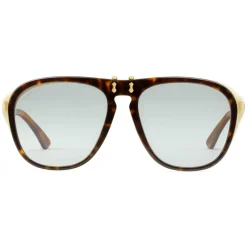Gucci Eyewear Sunglasses & Eyewear-Gucci - Round Frame Acetate Glasses - Dark Tortoiseshell - - Avvenice