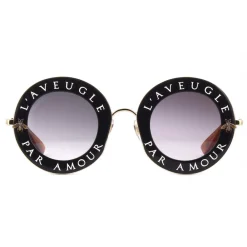 Gucci Eyewear Sunglasses & Eyewear-Gucci - Round Frame Acetate Sunglasses - Black Gold - L'Aveugle Par Amour - - Avvenice