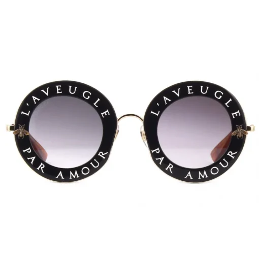Gucci Eyewear Sunglasses & Eyewear-Gucci - Round Frame Acetate Sunglasses - Black Gold - L'Aveugle Par Amour - - Avvenice