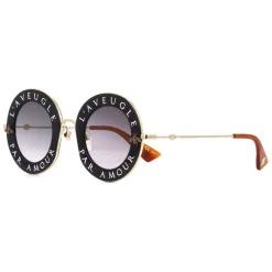 Gucci Eyewear Sunglasses & Eyewear-Gucci - Round Frame Acetate Sunglasses - Black Gold - L'Aveugle Par Amour - - Avvenice