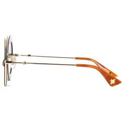 Gucci Eyewear Sunglasses & Eyewear-Gucci - Round Frame Acetate Sunglasses - Black Gold - L'Aveugle Par Amour - - Avvenice