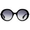 Gucci Eyewear Sunglasses & Eyewear-Gucci - Round Frame Acetate Sunglasses - Lucid Black Acetate - - Avvenice