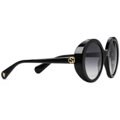 Gucci Eyewear Sunglasses & Eyewear-Gucci - Round Frame Acetate Sunglasses - Lucid Black Acetate - - Avvenice