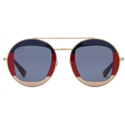 Gucci Eyewear Sunglasses & Eyewear-Gucci - Round Frame Metal Sunglasses - Sylvie Web - - Avvenice