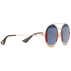 Gucci Eyewear Sunglasses & Eyewear-Gucci - Round Frame Metal Sunglasses - Sylvie Web - - Avvenice