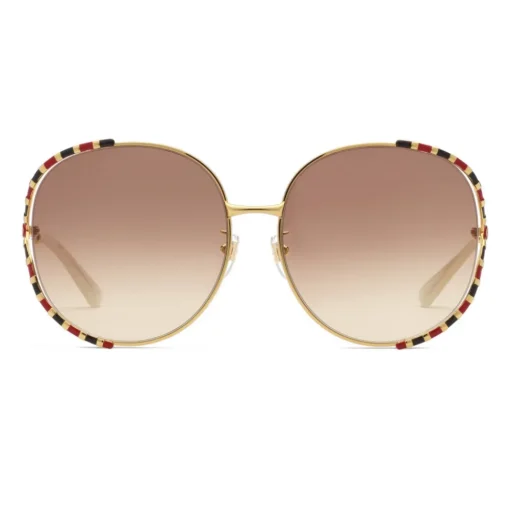 Gucci Eyewear Sunglasses & Eyewear-Gucci - Round Metal Sunglasses - Gold Brown - - Avvenice