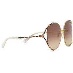 Gucci Eyewear Sunglasses & Eyewear-Gucci - Round Metal Sunglasses - Gold Brown - - Avvenice