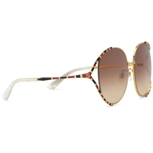 Gucci Eyewear Sunglasses & Eyewear-Gucci - Round Metal Sunglasses - Gold Brown - - Avvenice