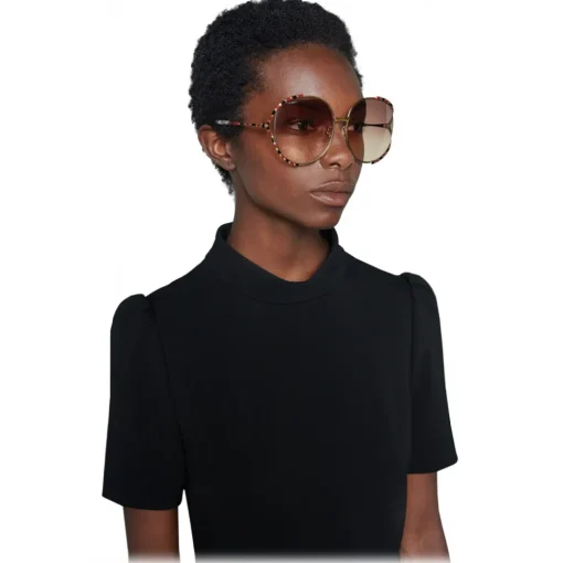 Gucci Eyewear Sunglasses & Eyewear-Gucci - Round Metal Sunglasses - Gold Brown - - Avvenice