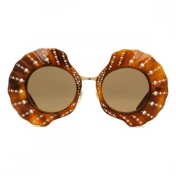 Gucci Eyewear Sunglasses & Eyewear-Gucci - Round Sunglasses with Crystals - Limited Edition - Tartarugato - Turtle - - Avvenice