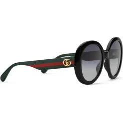 Gucci Eyewear Sunglasses & Eyewear-Gucci - Round Sunglasses with Web - Black - - Avvenice
