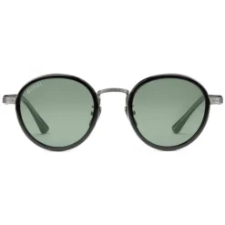 Gucci Eyewear Sunglasses & Eyewear-Gucci - Round Titanium Sunglasses - Black Titanium with Green Lenses - - Avvenice