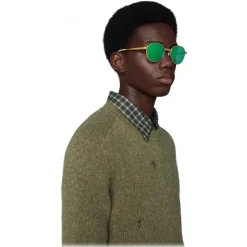 Gucci Eyewear Sunglasses & Eyewear-Gucci - Round-Frame Sunglasses - Gold Green - - Avvenice