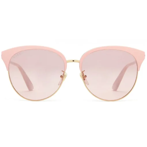 Gucci Eyewear Sunglasses & Eyewear-Gucci - Specialized Fit Round Frame Metal Sunglasses - Light Pink - - Avvenice