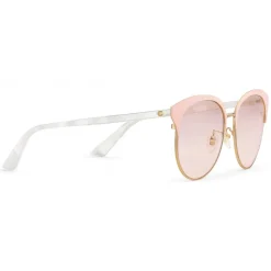Gucci Eyewear Sunglasses & Eyewear-Gucci - Specialized Fit Round Frame Metal Sunglasses - Light Pink - - Avvenice