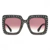 Gucci Eyewear Sunglasses & Eyewear-Gucci - Square Acetate Sunglasses with Crystals - Black - - Avvenice