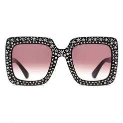 Gucci Eyewear Sunglasses & Eyewear-Gucci - Square Acetate Sunglasses with Crystals - Black - - Avvenice
