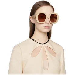 Gucci Eyewear Sunglasses & Eyewear-Gucci - Square Acetate Sunglasses - Ivory Brown - - Avvenice