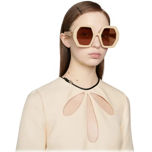 Gucci Eyewear Sunglasses & Eyewear-Gucci - Square Acetate Sunglasses - Ivory Brown - - Avvenice