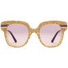 Gucci Eyewear Sunglasses & Eyewear-Gucci - Square Frame Acetate Sunglasses Glitter - Gold Glitter Acetate and Gold  - - Avvenice