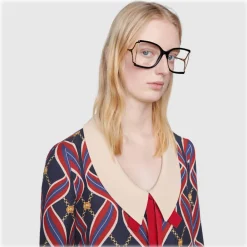 Gucci Eyewear Sunglasses & Eyewear-Gucci - Square Frame Acetate and Metal Sunglasses - Black Gold - - Avvenice