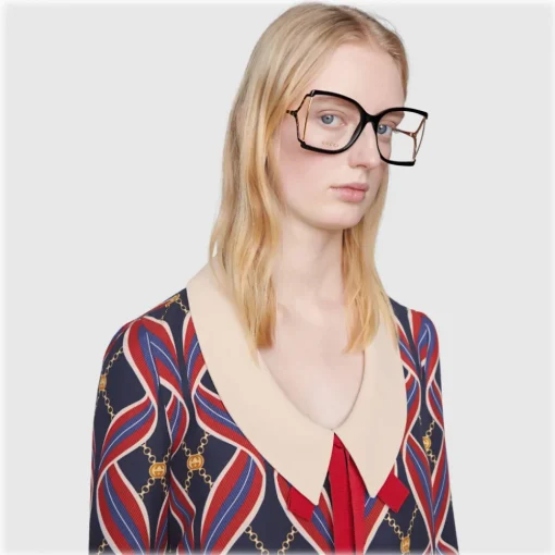 Gucci Eyewear Sunglasses & Eyewear-Gucci - Square Frame Acetate and Metal Sunglasses - Black Gold - - Avvenice