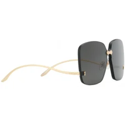 Gucci Eyewear Sunglasses & Eyewear-Gucci - Square Frame Rimless Sunglasses - Gold Grey - - Avvenice