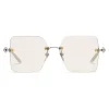 Gucci Eyewear Sunglasses & Eyewear-Gucci - Square Metal Sunglasses - Silver Light Pink - - Avvenice