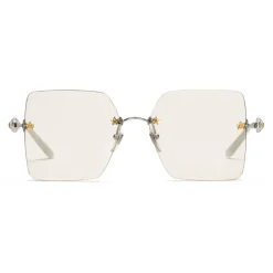 Gucci Eyewear Sunglasses & Eyewear-Gucci - Square Metal Sunglasses - Silver Light Pink - - Avvenice