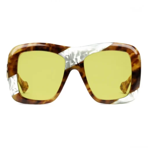 Gucci Eyewear Sunglasses & Eyewear-Gucci - Square Oversize Frame Acetate Sunglasses - Tortoiseshell and White Mother of Pearl - - Avvenice