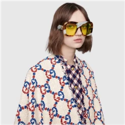 Gucci Eyewear Sunglasses & Eyewear-Gucci - Square Oversize Frame Acetate Sunglasses - Tortoiseshell and White Mother of Pearl - - Avvenice