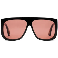 Gucci Eyewear Sunglasses & Eyewear-Gucci - Square Sunglasses with Side Protections - Glossy Black Acetate - - Avvenice