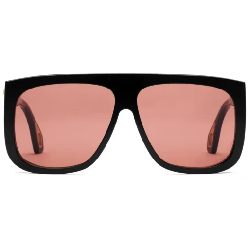 Gucci Eyewear Sunglasses & Eyewear-Gucci - Square Sunglasses with Side Protections - Glossy Black Acetate - - Avvenice