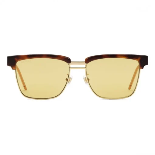 Gucci Eyewear Sunglasses & Eyewear-Gucci - Squared Metal and Acetate Sunglasses - Tortoise - - Avvenice