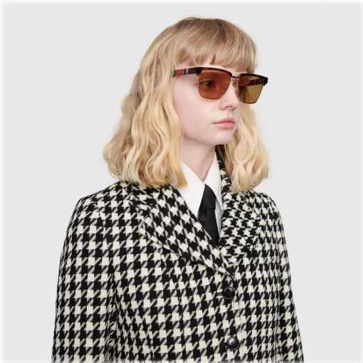 Gucci Eyewear Sunglasses & Eyewear-Gucci - Squared Metal and Acetate Sunglasses - Tortoise - - Avvenice