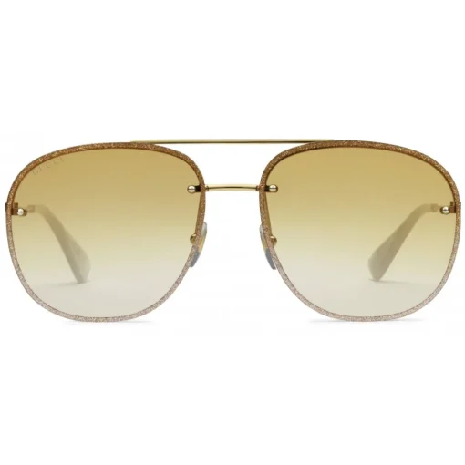 Gucci Eyewear Sunglasses & Eyewear-Gucci - Squared Metal Sunglasses - Gold with Pink and White Toe - - Avvenice