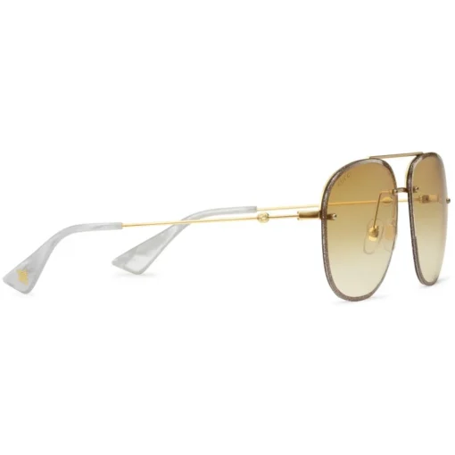Gucci Eyewear Sunglasses & Eyewear-Gucci - Squared Metal Sunglasses - Gold with Pink and White Toe - - Avvenice