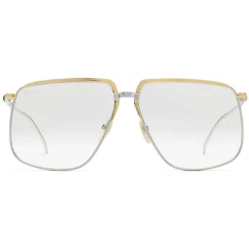 Gucci Eyewear Sunglasses & Eyewear-Gucci - Square-Frame Metal Glasses - Silver with Gold Detail - - Avvenice