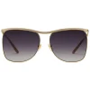 Gucci Eyewear Sunglasses & Eyewear-Gucci - Square-Frame Sunglasses - Gold Grey - - Avvenice