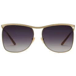 Gucci Eyewear Sunglasses & Eyewear-Gucci - Square-Frame Sunglasses - Gold Grey - - Avvenice