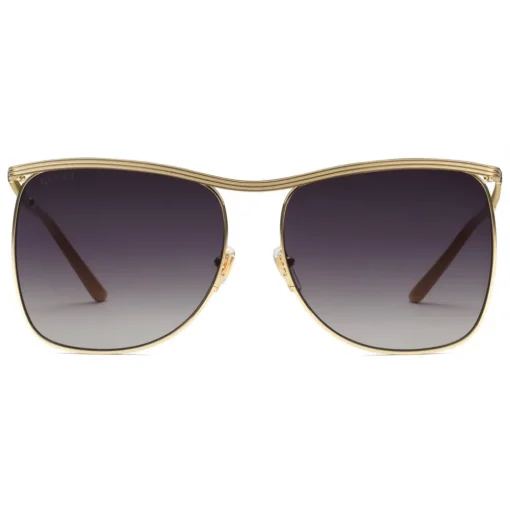 Gucci Eyewear Sunglasses & Eyewear-Gucci - Square-Frame Sunglasses - Gold Grey - - Avvenice