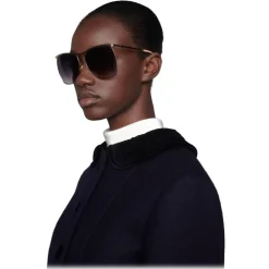 Gucci Eyewear Sunglasses & Eyewear-Gucci - Square-Frame Sunglasses - Gold Grey - - Avvenice