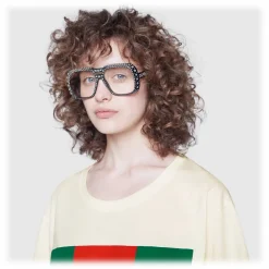 Gucci Eyewear Sunglasses & Eyewear-Gucci - Sunglasses Gucci-Dapper Dan - Black with Crystals - - Avvenice