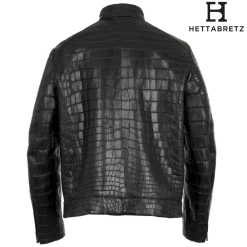 Hettabretz Jackets-- Crocodile Niloticus Biker Jacket with Silk Lining - Black - Italian Handmade Jacket - Luxury High Quality Leather - Avvenice