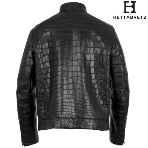 Hettabretz Jackets-- Crocodile Niloticus Biker Jacket with Silk Lining - Black - Italian Handmade Jacket - Luxury High Quality Leather - Avvenice